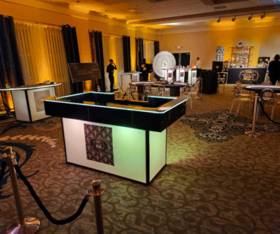 led casino table setup