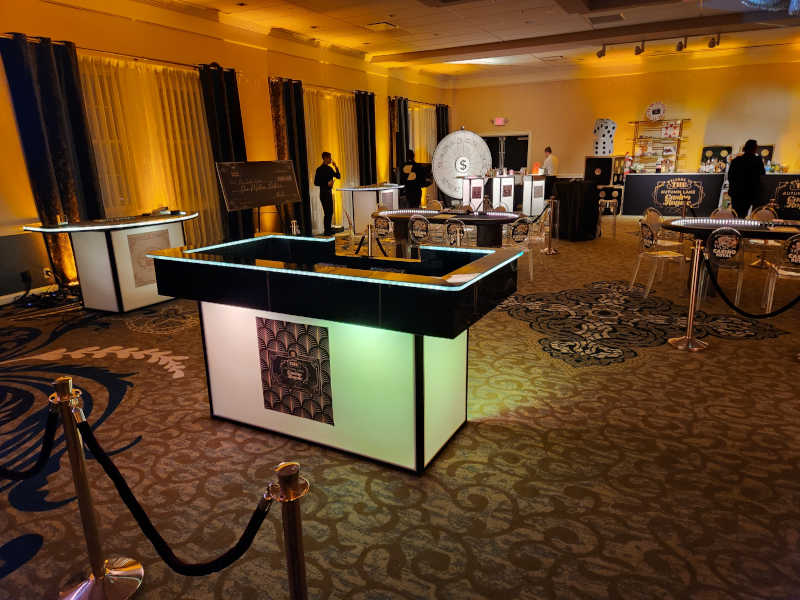 led casino table setup