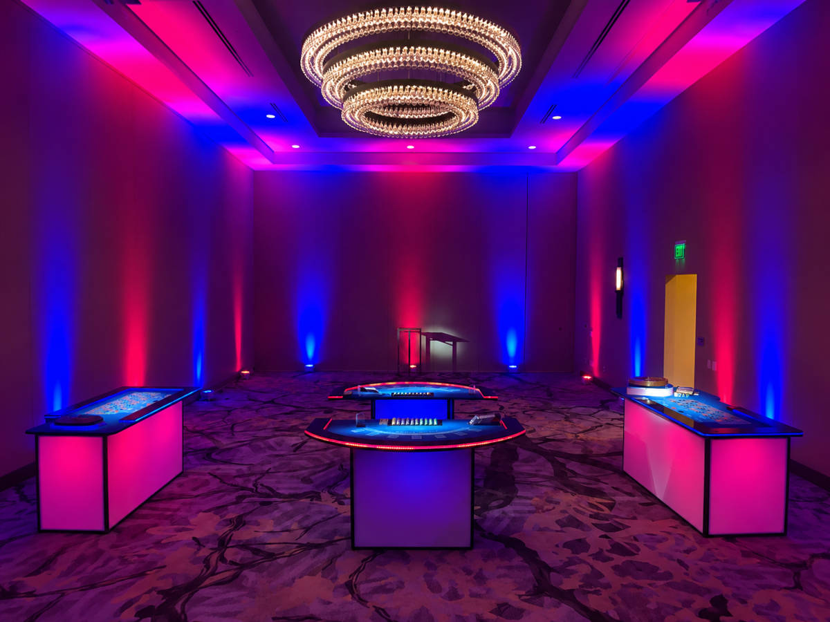Custom LED casino table rentals for an NYC event