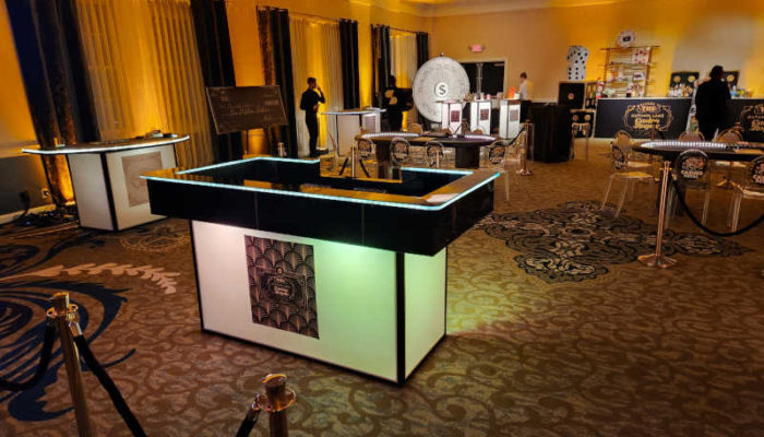 led casino table setup
